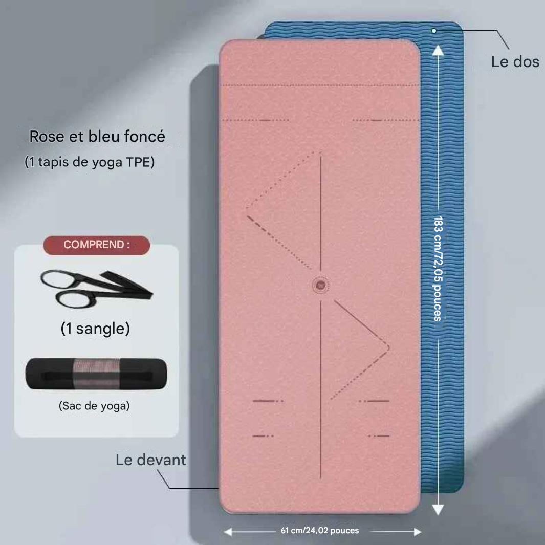 Tapis yoga harmonik double face rose bleu foncé