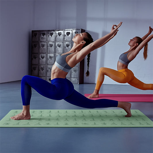 Deux femmes pratiquent sur tapis de yoga guide