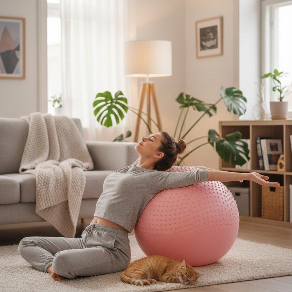 Femme relaxe sur Swiss ball texture