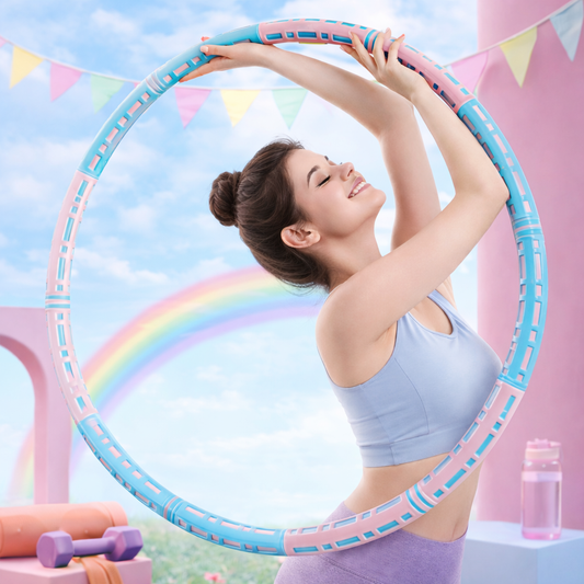 Femme s'amuse a jouer le Hula hoop  