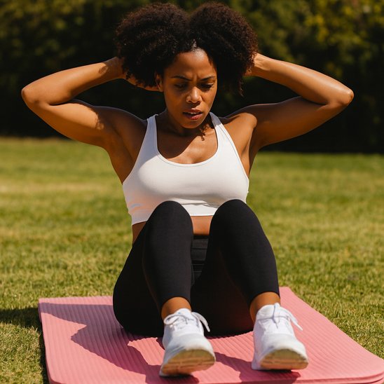 Pratique sur tapis de gym dans le parc