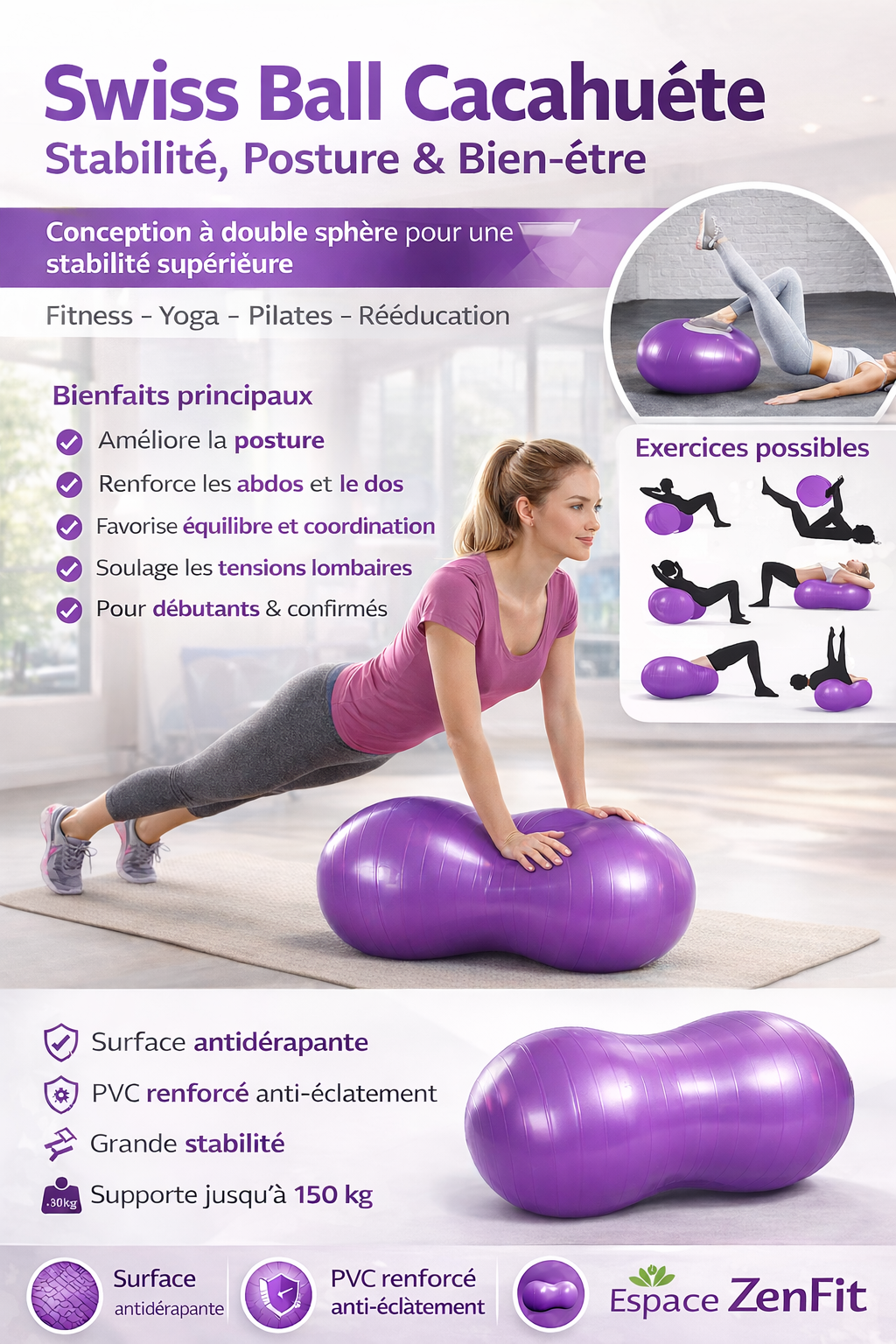 Swiss Ball cacahuete stabilité plus et utilisation