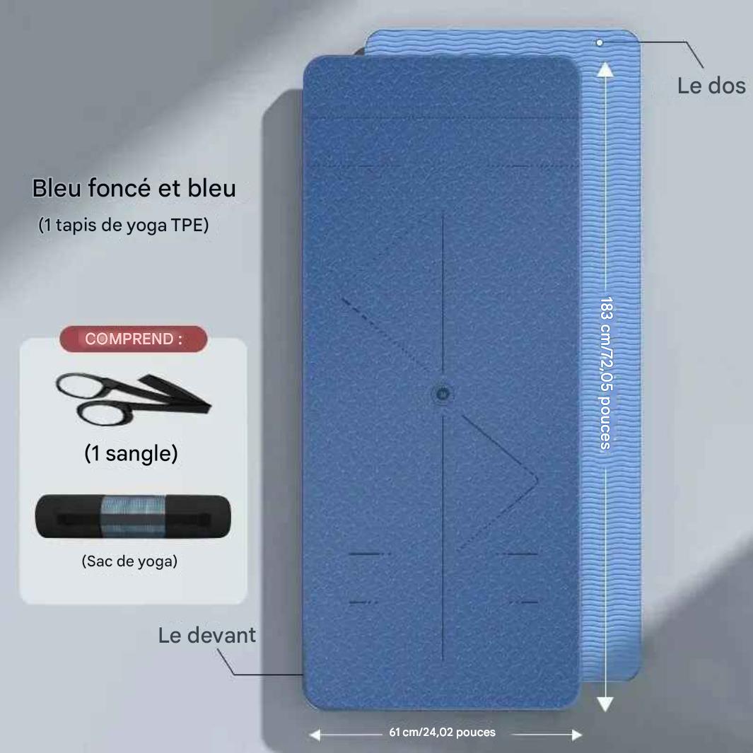 Tapis yoga harmonik double face bleu foncé bleu