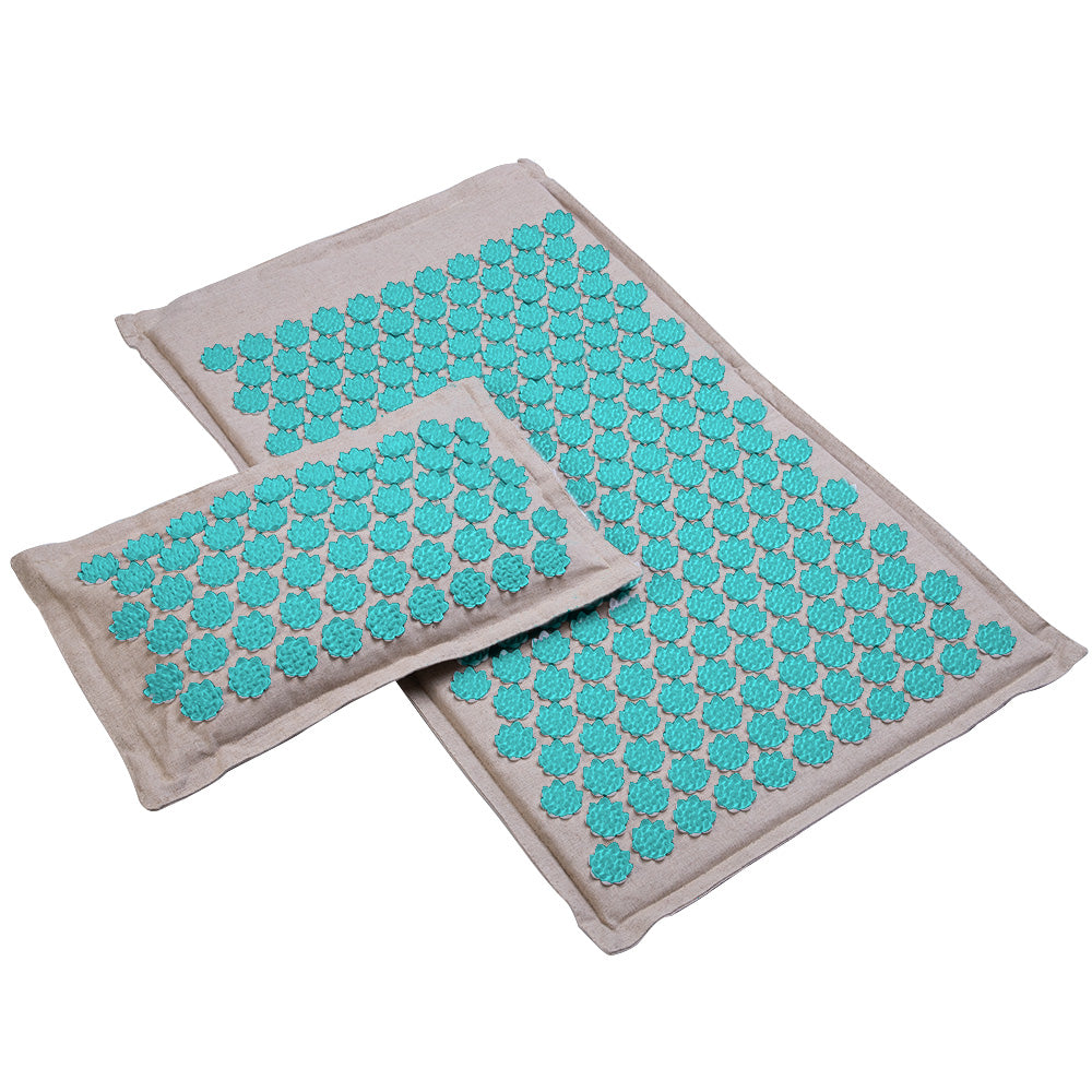 Tapis d'acupression gris turquoise avec oreiller Espace ZenFit