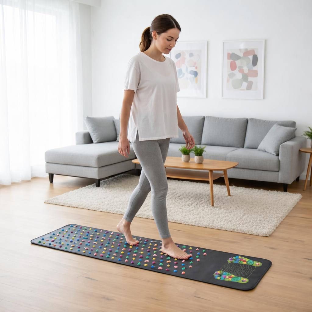 Tapis d'acupression réflexologie plantaire vue lifestyle