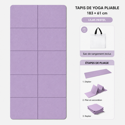 Tapis de yoga pliable lilas pastel