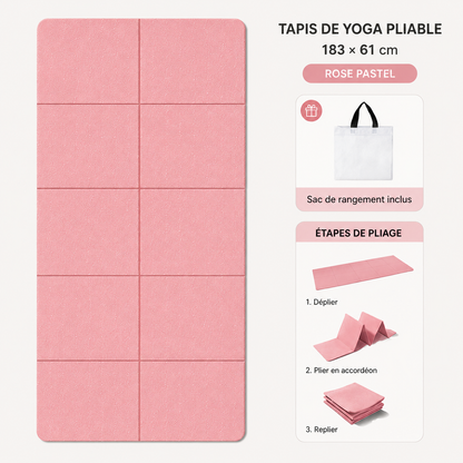 Tapis de yoga pliable rose pastel