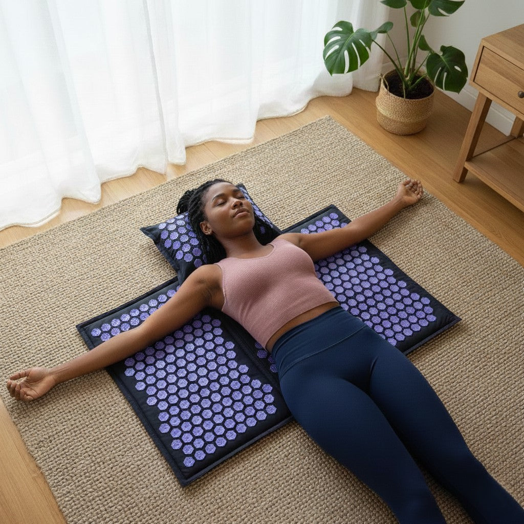 allonge sur tapis d'acupression