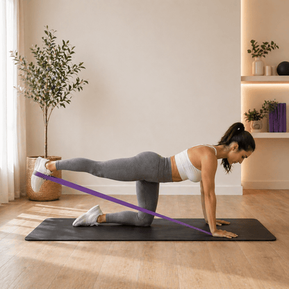 Exercice jambe avec bande elastique