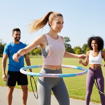competition entre amis de hula-hoop