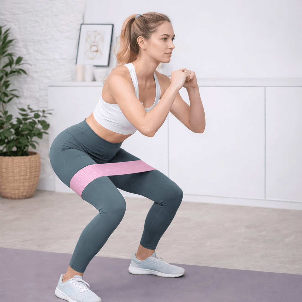 Exercice avec elastique musculation rose
