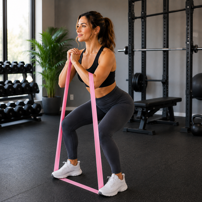 elastique musculation rose etirement jambes