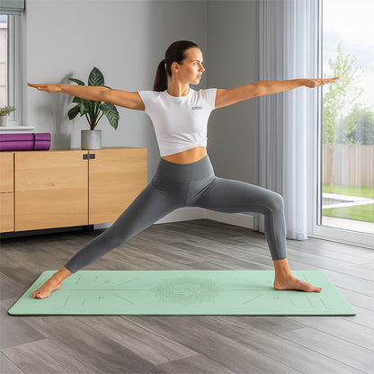 femme pratique yoga sur tapis lotus