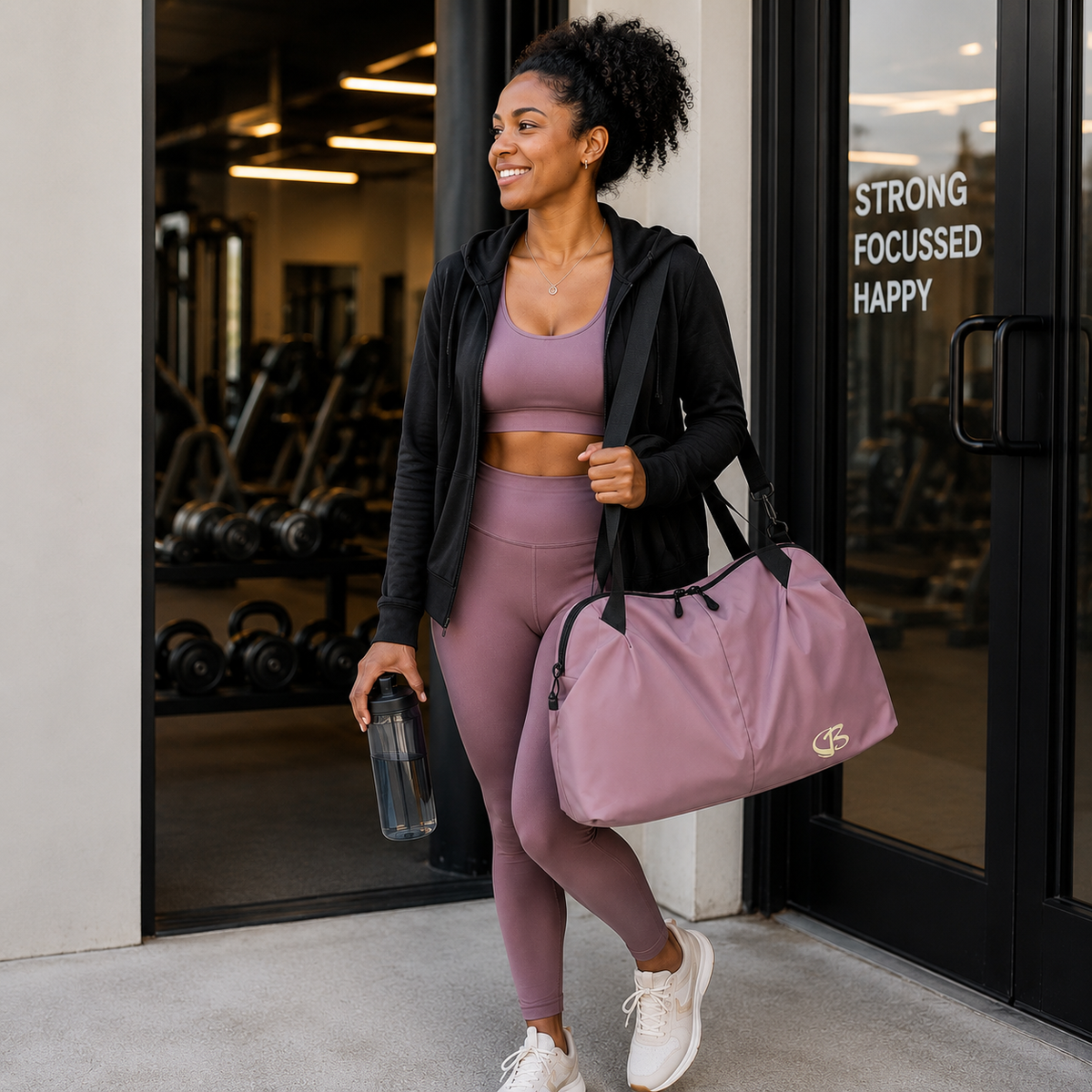 femme utilise Sac de sport pour le gym