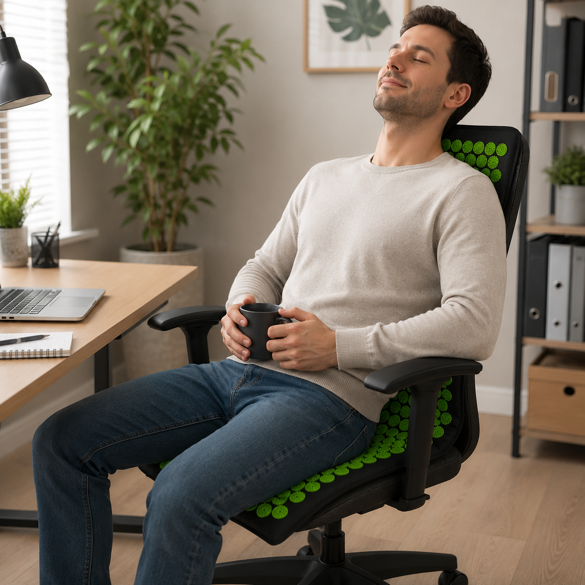 homme relaxe chaise avec tapis Acupression 5940 Picots 