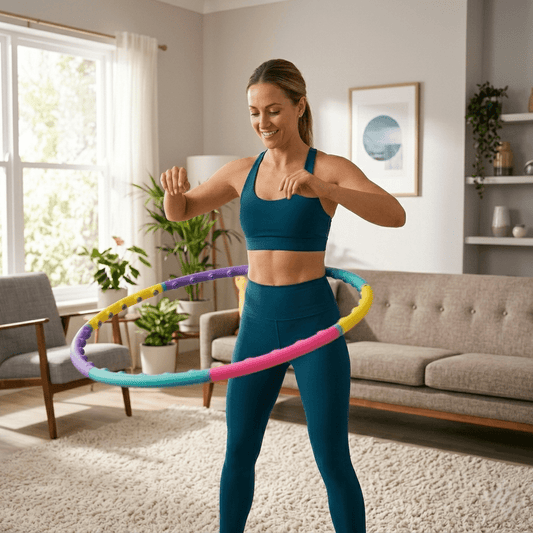 femme pratique hula hoop chez elle
