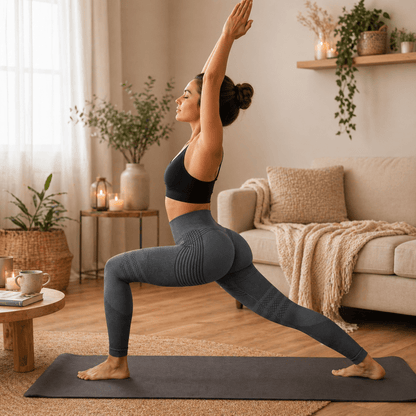 Legging sport femme gris pour exercice a la maison