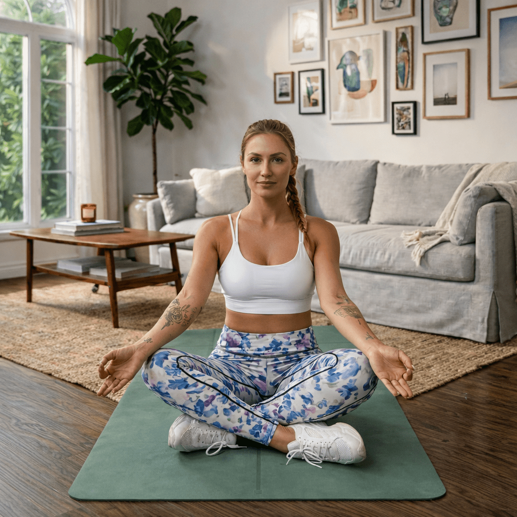 legging femme bloomfit meditation sur tapis yoga 