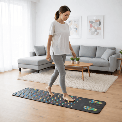 Tapis d'acupression réflexologie plantaire vue lifestyle