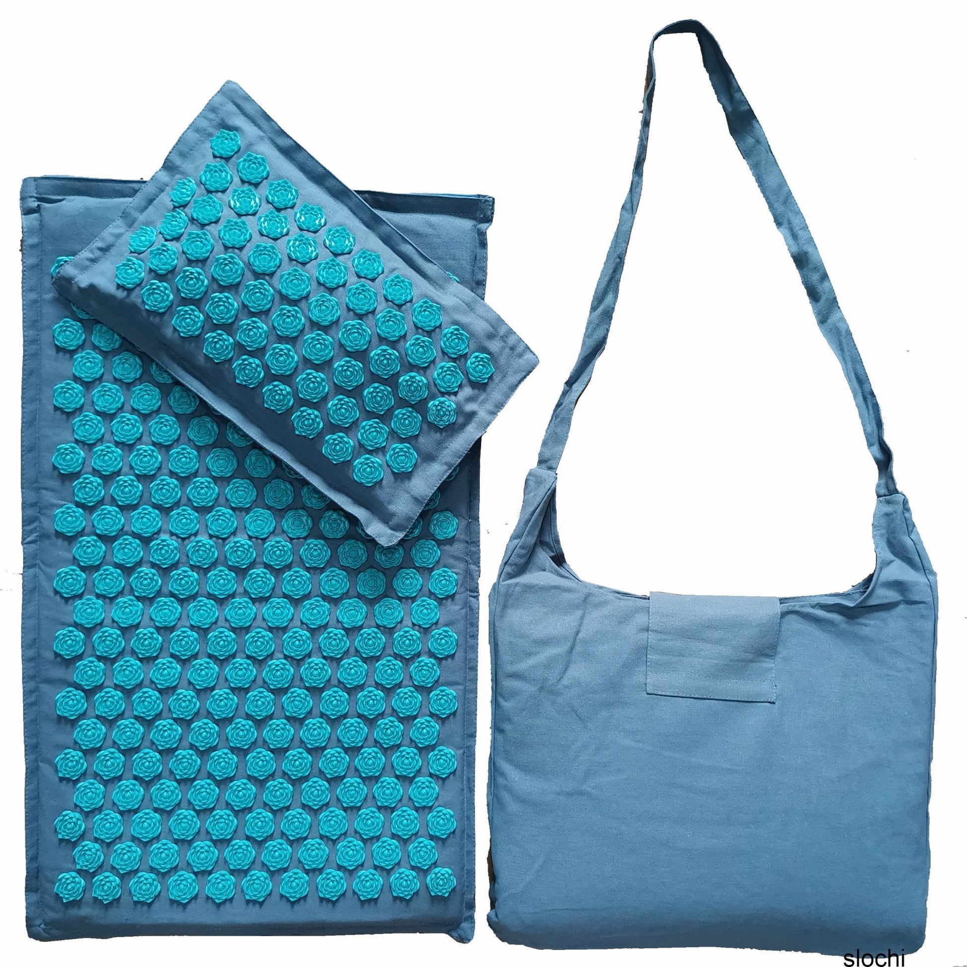 tapis d'acupression bleu vert