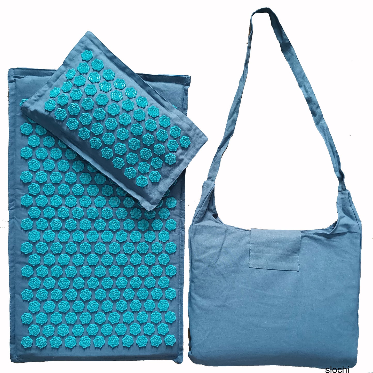 tapis d'acupression bleu vert