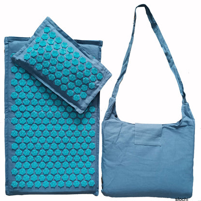 tapis d'acupression bleu vert