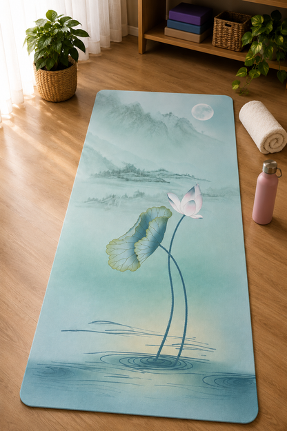 tapis de yoga de voyage lotus sur lac