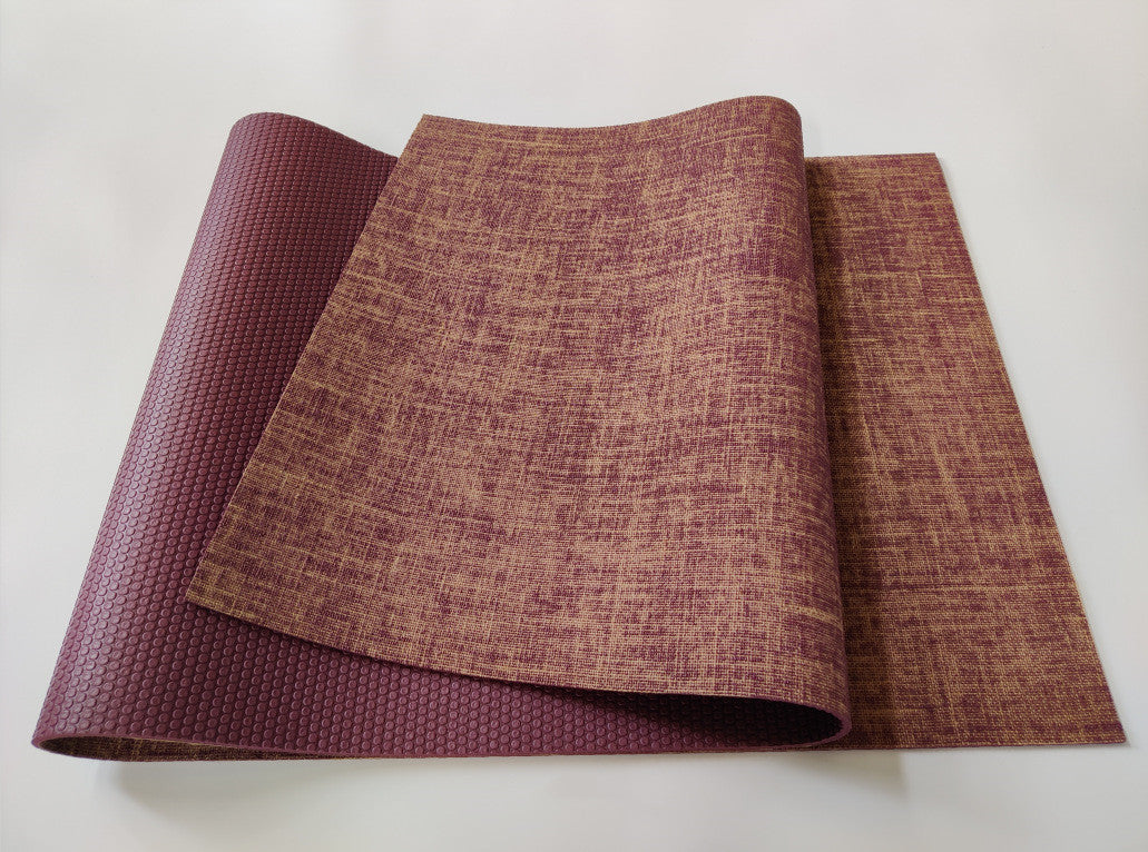 tapis de yoga ecologique en jute rouge vin