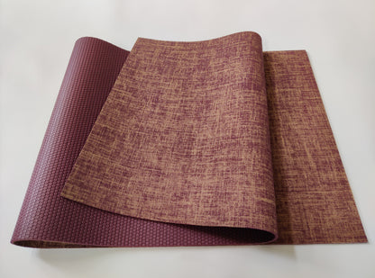tapis de yoga ecologique en jute rouge vin