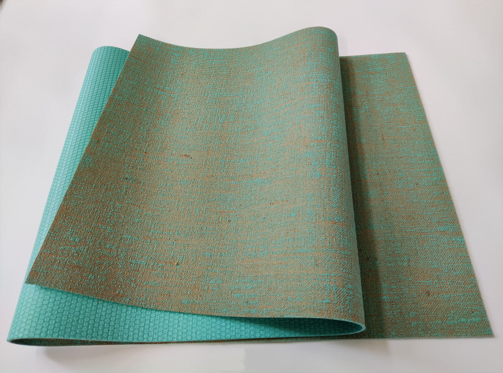 tapis de yoga ecologique  en jute turqouise